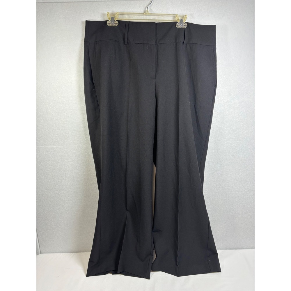 Lane Bryant Dress Pants Womens 18 Black Poly Rayon Wide Leg Flex Magic Waistband